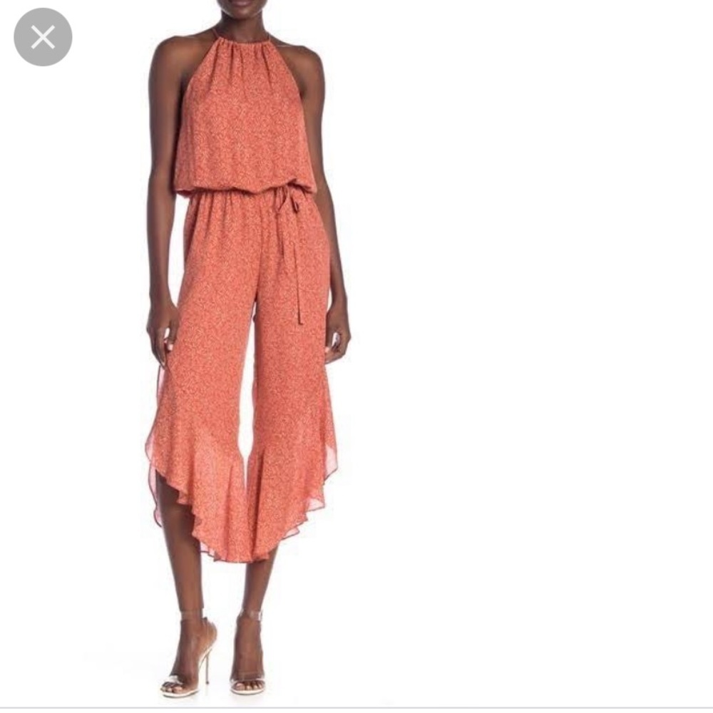NWT Joie Jael red printed halter neck jumpsuit
